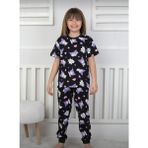 Isob Siyah Kuromi Desenli %100 Pamuk Kız Çocuk Kısa Kollu Pijama Takımı 3-13 Yaş 41213-41413 - 3 - 4 Yaş