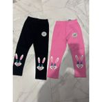 Isob Tavşan Nakışlı 2 Adet Penye Kız Çocuk Tayt 32601 - Pembe - Lacivert - 3 - 4 Yaş