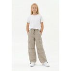 Isobel Isob Unisex Çocuk Kargo Cepli Paraşüt Kumaş Pantolon 8-15 Yaş 7002 - Bej - 12 Yaş