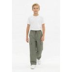 Isobel Isob Unisex Çocuk Kargo Cepli Paraşüt Kumaş Pantolon 8-15 Yaş 7002 - Haki - 8 Yaş
