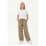 Isobel Isob Unisex Çocuk Kargo Cepli Paraşüt Kumaş Pantolon 8-15 Yaş 7002 - Koyu Bej