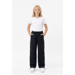 Isobel Isob Unisex Çocuk Kargo Cepli Paraşüt Kumaş Pantolon 8-15 Yaş 7002 - Siyah - 11 Yaş