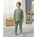 Isobel Isob Yeşil Arabalar Desenli Interlok %100 Pamuk Erkek Çocuk Pijama Takımı 3-13 Yaş 42003 - 5 - 6 Yaş