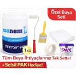 İsonem Isonem Şeffaf Güç 1 kg Su Yalıtım Boyası + Özel Boya Seti (Rulo, Fırça, Maskeleme Bandı ve Selsil Pak Hediyeli)