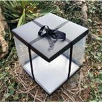 ISP Hediye ISP Dekoratif Kutu Siyah Asetatlı Kare Hediye Kutusu Bistrol Kağıt Malzemeden 30x30x20 cm