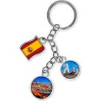 Ispanya Üçlü Epoksi Metal Çift Taraflı Damla Anahtarlık Spain - Renkli - 10cm