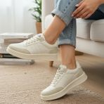Ispartalılar 1011 Hazır Taban Unisex Spor Ayakkabı Bağcıklı Rahat Sneaker - Bej