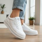 Ispartalılar 1011 Hazır Taban Unisex Spor Ayakkabı Bağcıklı Rahat Sneaker - Beyaz