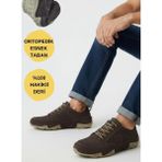 Ispartalılar 362 Ortopedik Taban Günlük Hakiki Deri Erkek Ayakkabı Esnek Hazır Taban Casual Ayakkabı - Kahve