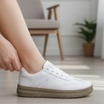 Ispartalılar 510 Hazır Taban Unisex Spor Ayakkabı Bağcıklı Rahat Sneaker Erkek Kadın Spor Ayakkabı - Beyaz