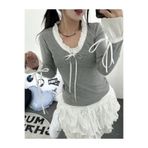 İsra Ayyıldız Moonstar Collection Coquette Lolita Pinterest Victorian Kol Gri Melanj V Yaka Tam Boy Vintage Bluz