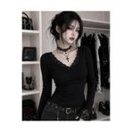 İsra Ayyıldız Moonstar Collection siyah gothic dantel yakalı tam boy bluz