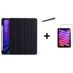 Israh Samsung Galaxy Tab A8 10.5 Inç SM-X200 Için Uyumlu Kalem Bölmeli Kılıf + Ekran Koruyucu Cam + Kalem - Siyah