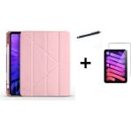 Israh Xiaomi Mi Pad 5 256 GB Için Uyumlu Kalem Bölmeli Standlı Kılıf + Ekran Koruyucu Cam + Kalem - Rose Gold