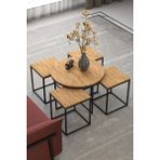 İşsevenler Orta Sehpa Ve Zigon Sehpa Oval Lüx 5'Li Set Atlantik Çam