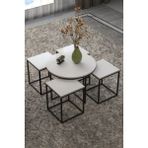 İşsevenler Orta Sehpa Ve Zigon Sehpa Oval Lüx 5'Li Set Beyaz