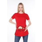 Işşıl 4473 Fermuardan Bakan Bebek Viskon Hamile Kısa Kol T-shirt