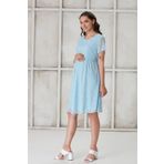 Işşıl 4516 Kalpli Desen Hamile Mini Şifon Bebe Mavi Elbise