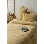 Issimo Home Drope Saphron Çift Kişilik %100 Pamuk Poplin Yıkanmış Nevresim Takımı - 200 x 220 cm - Hardal