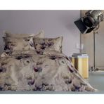 Issimo Home Vıola Dijital Baskı Pamuk Saten Çift Kişilik Nevresim Takımı - Bej - 200 x 220 cm