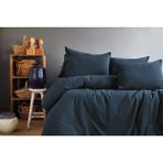 Issimo Savanna Yıkanmış %100 Pamuk Poplin Çift Kişilik Nevresim Takımı Lacivert - 200 x 220 cm