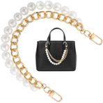 Isslly 1 adet inci çanta uzatma zinciri, altın çanta tılsım sapı, 14 mm büyük inci kısa sapanlar Crossbody çanta, çanta, metal tokalı çantalar için yedek dekorasyon