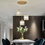 Istanbul Avize Dolunay 3'lü Gold Y-12 Kristal Taşlı Avize