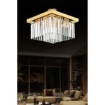 İstanbul Avize Yasemin 40 Cm Kare Gold Kristal Taşlı Avize Altın