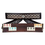 istanbul crafts 101 Oyunu Okey Takımı, Oval Ahşaplı Sedef Kakma ve Bakır İşlemeli Oyun Seti