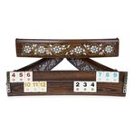 istanbul crafts Ahşap Okey Oyun Seti, El Yapımı Oval Okey Masa Oyunu Seti, Sedef Kakma ve Bakır Tel İşlemeli
