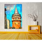 İstanbul Galata Kulesi Yağlı Boya Görünüm Sanatçı Selçuk Özkan dkmr256 - Modern Duvar Tablosu (35x50cm)