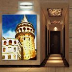 İstanbul Galata Kulesi Yağlı Boya Görünüm Sanatçı Selçuk Özkan dkmr259 - Modern Duvar Tablosu (35x50cm)