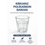 İstanbul Horeca Polikarbon Casablanca Bardak Kırılmaz Cam Görünümlü 6 Adet 250 Ml Restoran Otel Tipi