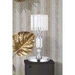 İstanbul Kristal Taşlı Gümüş Kasalı Modern Abajur 40 cm Şık Tasarım ve Şeffaf Başlık