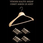 İstanbul Manken 20 Adet Yüksek Kalite 48 cm Ahşap Askı Ceket Askısı Takım Elbise Askısı - Ahşap Rengi