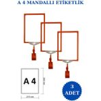 İstanbul Manken 3 Adet A4 Mandallı Raf Etiketi Sepet Etiketi Çerçeveli Etiketlik Eşek Askılık Etiketi Etiketi