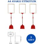 İstanbul Manken 3 Adet Kırmızı Beyaz A4 Ayaklı Etiketlik Sepet Etiketi Çerçeveli Etiketlik Eşek Askılık Etiketi