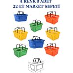 İstanbul Manken 8 Adet 22 Litre Market Sepeti, Alışveriş Sepeti, Saplı Market Sepeti
