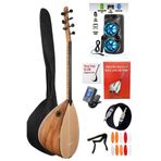 istanbul müzik tedarik Jak Girişli Kısa Sap Bağlama Full Ağaç Profesyonel Set Kılıf Akort Cihazı Kapo Tel Tezene Hediyeli
