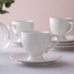 Istanbul Porselen Mübrem 6 Kişilik Kahve Fincan Takımı - Beyaz - 90 ml