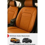 Istanbul Serisi Deri Oto Koltuk Kılıfı (Dacia Sandero-Stepway-Duster Uyumlu) - Taba