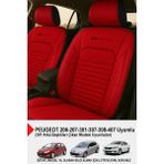 Istanbul Serisi Deri Oto Koltuk Kılıfı (Peugeot 206-207-208-306-307-407- Uyumlu) - Kırmızı