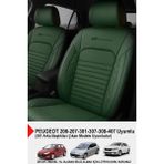 Istanbul Serisi Deri Oto Koltuk Kılıfı (Peugeot 206-207-208-306-307-407- Uyumlu) - Yeşil