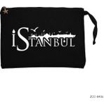 Istanbul Silüet Siyah Clutch Astarlı Cüzdan / El Çantası - 25x18cm