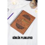 Istanbul Tasarım Ahşap Kapak Plan Defteri - Tarihsiz Ajanda - Günlük Planlama Defteri (Ceviz) A5