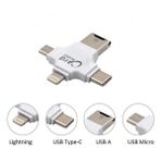 İstanbul Teknoloji Apple iPhone Microusb Type C Tf Kart Okuyucu Reader - Beyaz