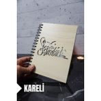 Istanbul Temalı Ahşap Kapaklı Defter - Kareli Defter - Ajanda - Okul Defteri (A5 - 120 Sayfa)