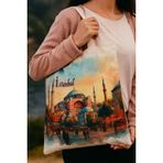 İstanbul Temalı Ham Bez Omuz Çantası 1 Adet (10)