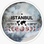 Istanbul ve Ay Gps Harita Sticker Oto Araba Yapıştırma 15CM Yazı 233 - Çok Renkli - 17CM