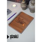 Istanbul Yazılı Ahşap Kapaklı Defter - Çizgili Defter - Ajanda - Okul Defteri (A5 - 120 Sayfa)